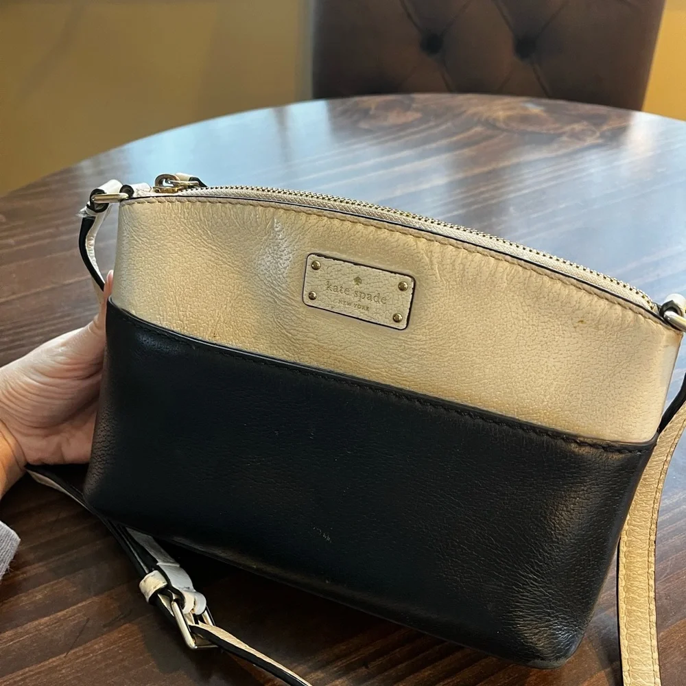 kate spade Two-Tone Black and Cream Pebbled Leather Crossbody